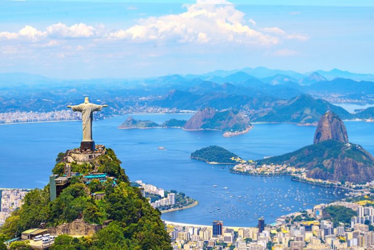 Aerial view of Christ the Redeemer in Rio de Janeiro