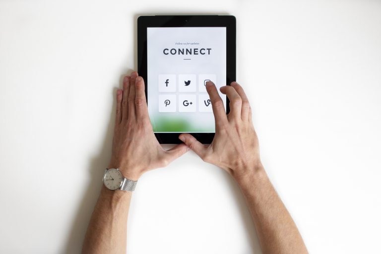 Tablet with social media icons