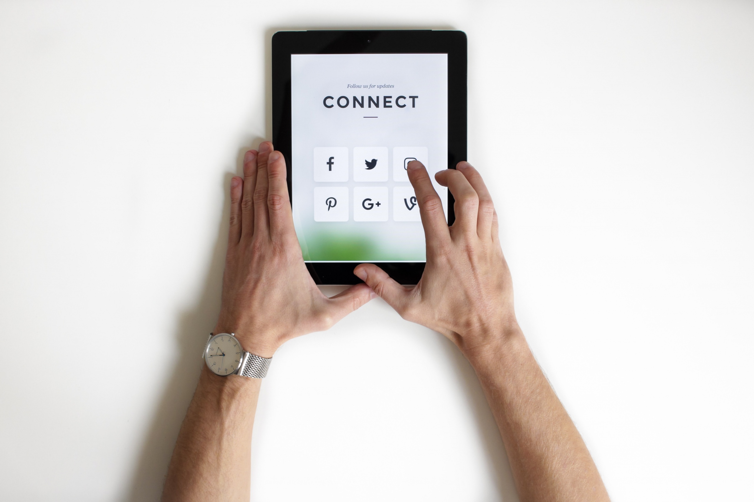 Tablet with social media icons