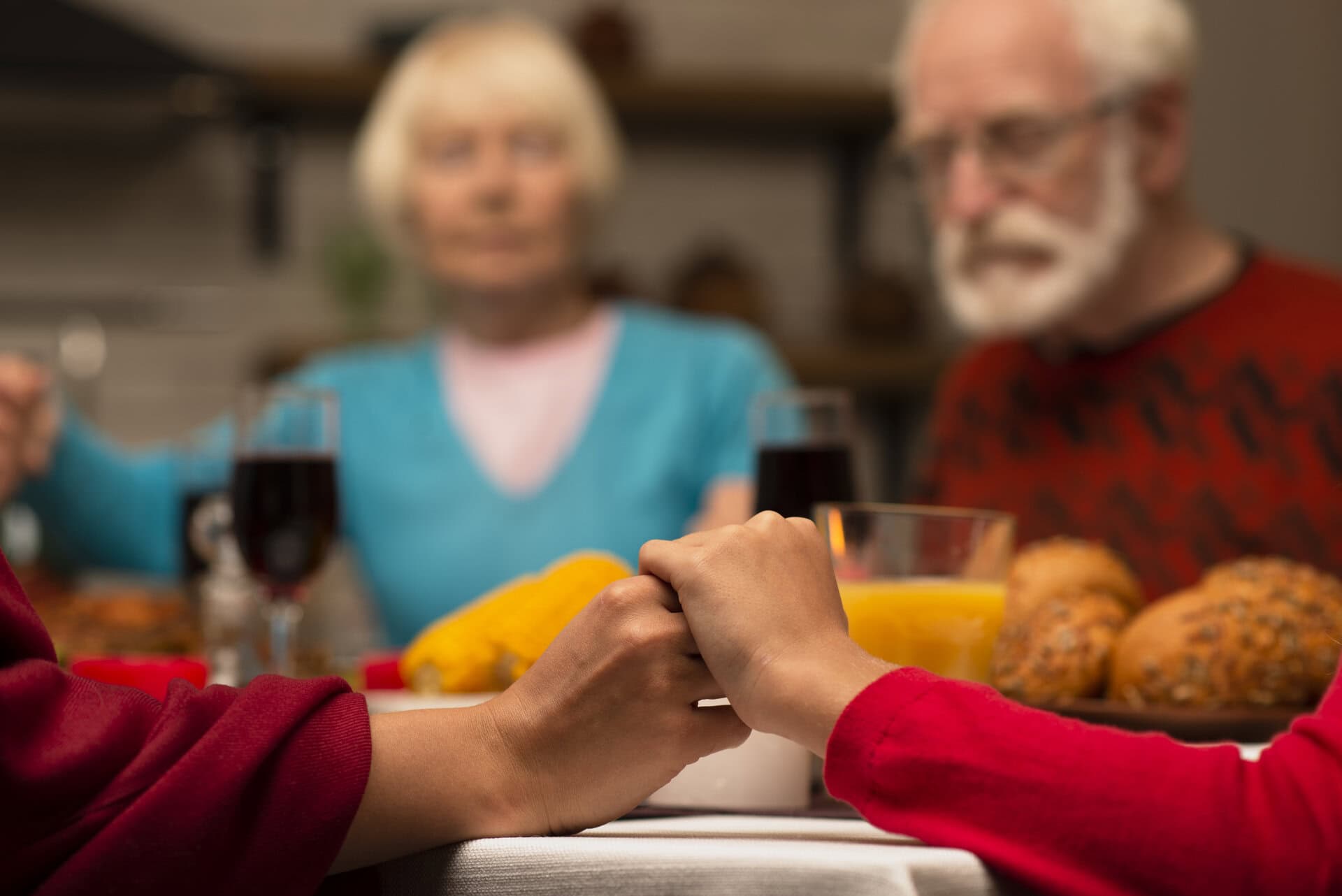 Elderly people around dinning table