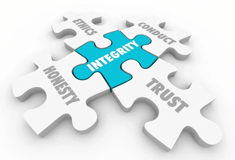 puzzle pieces with integrity written on it